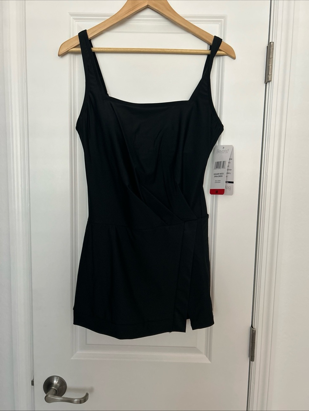Beyond Control Women's Swim Dress Black Square Neck Swim Dress- NWT- Medium